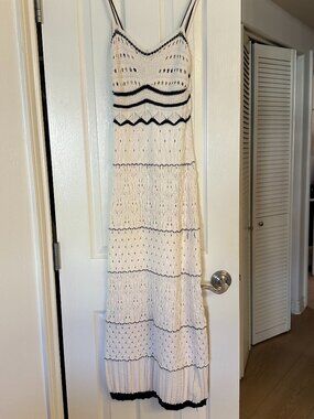Ivory/Black - Crochet Maxi Dress - S
